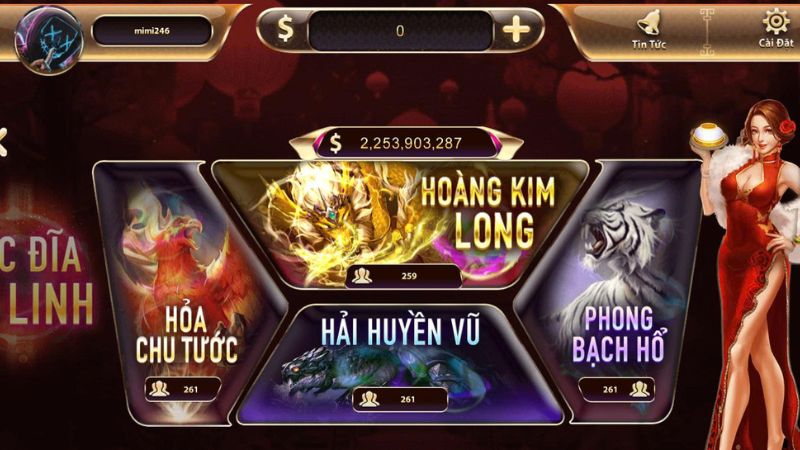 Giao diện đặt cược game xóc đĩa tứ linh